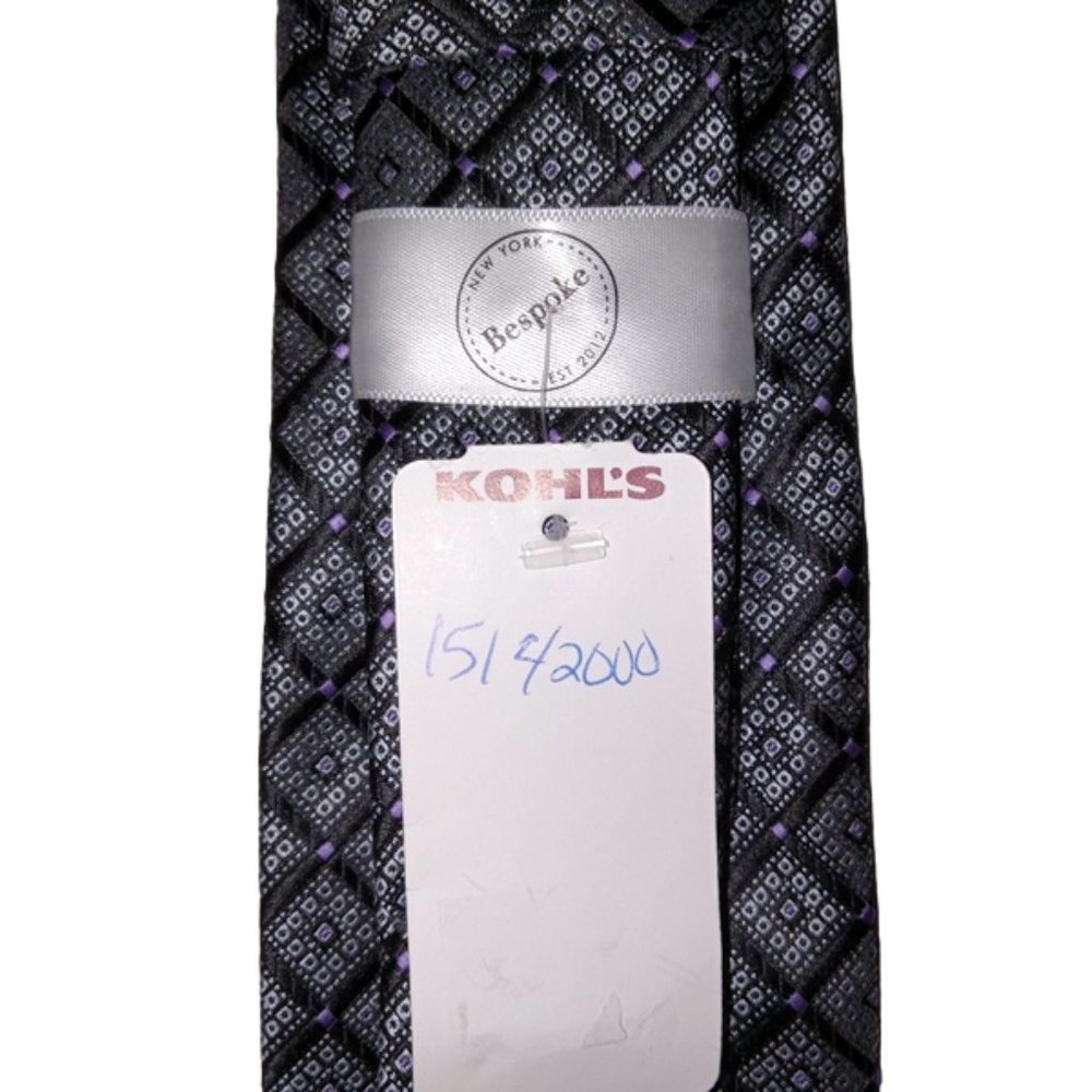 Bespoke New York Tie - Dark grey, steel grey, purple - New with tag - Picture 2 of 4